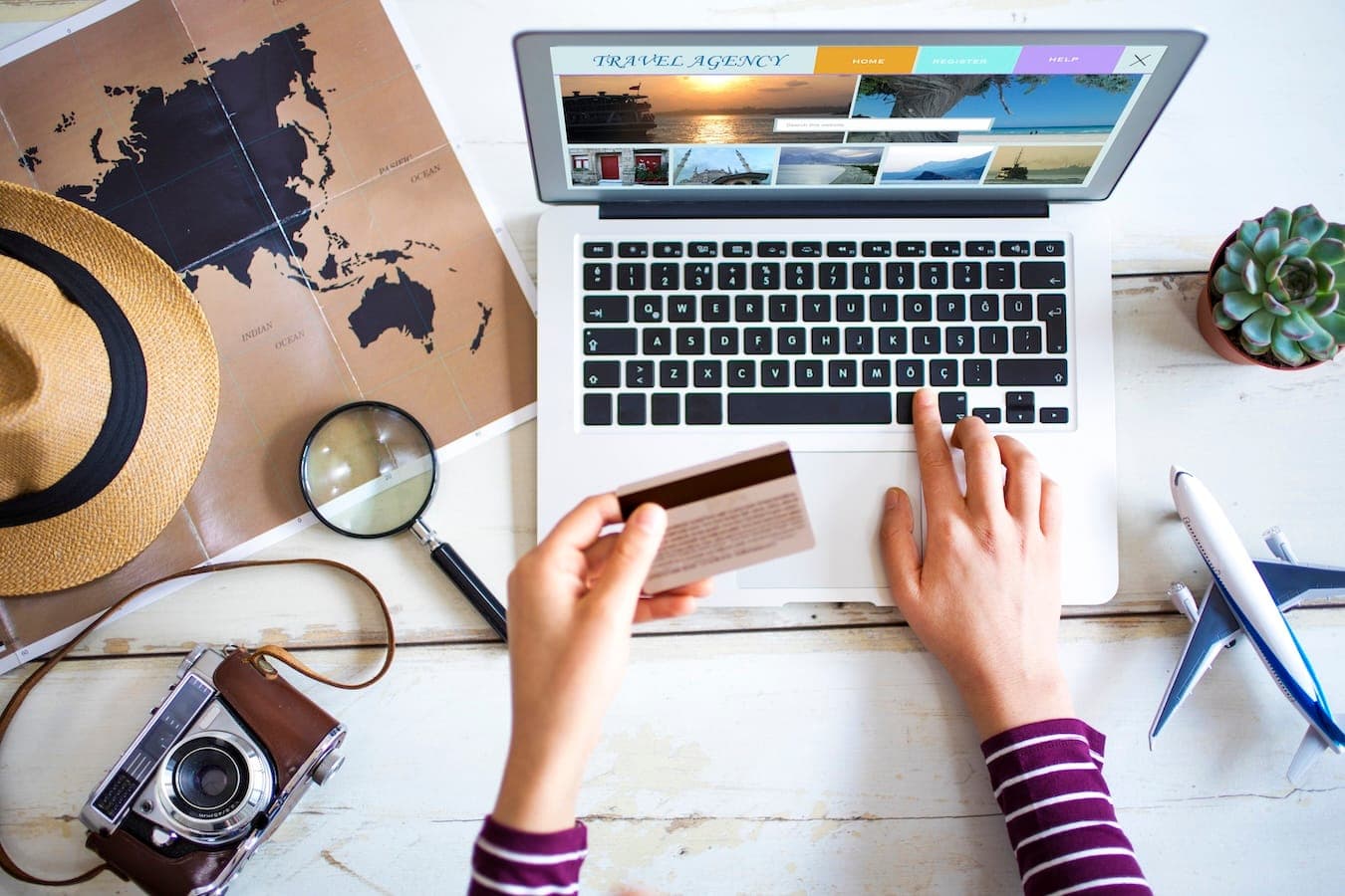 woman setting up payment processing for her travel business