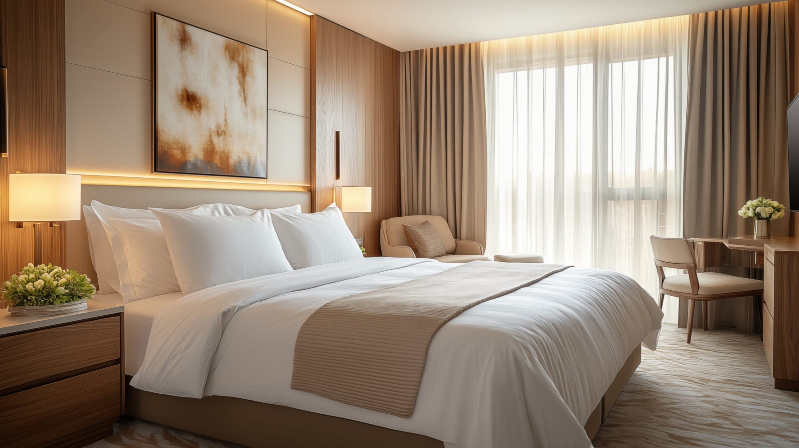 Hotel room booked through secure hotel credit card processing