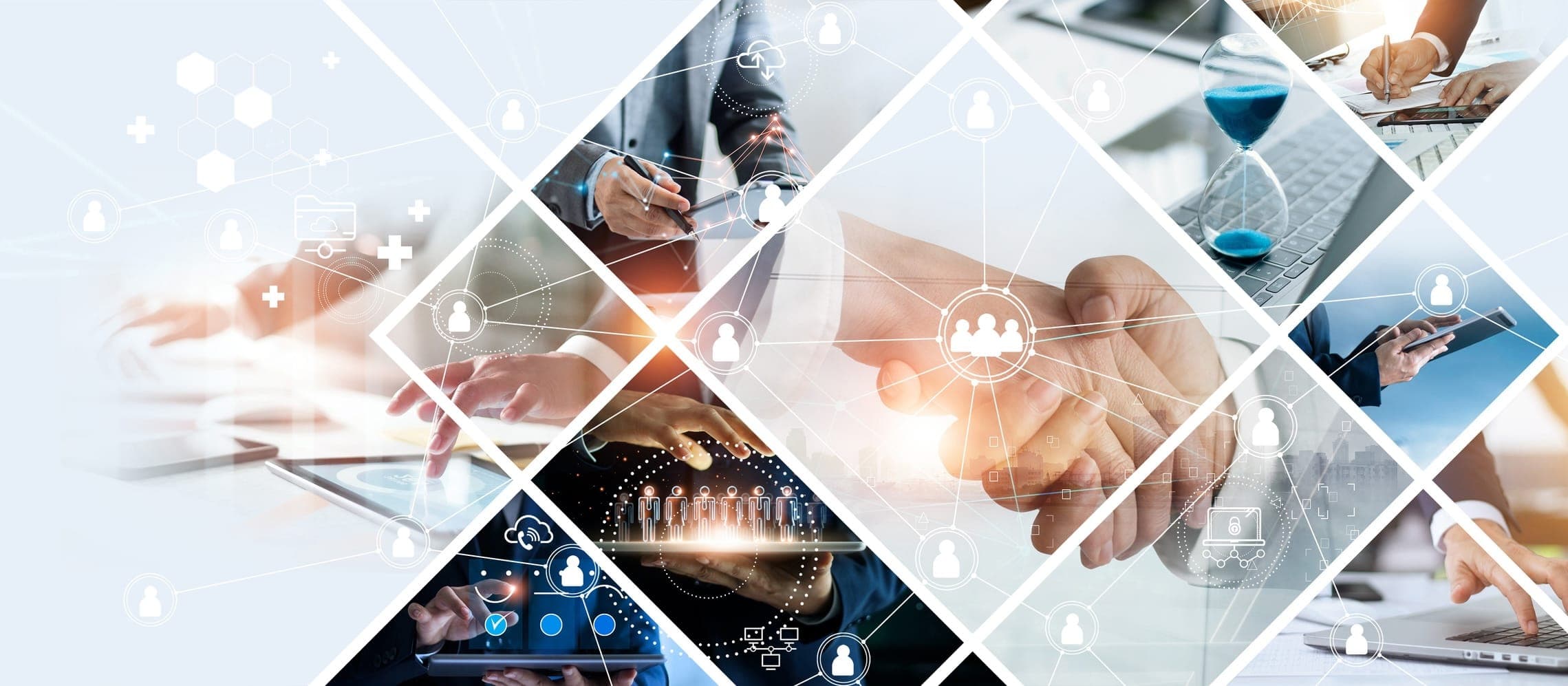 Business partners shaking hands on merchant account terms
